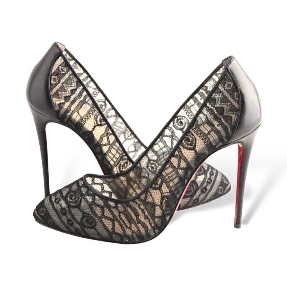 Christian Louboutin Black Dorissima Lace 100 Dentelle Pumps |Size: 38|